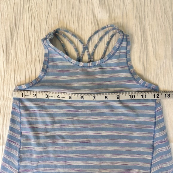 Ivivva Sleeveless Athletic Striped Top Cotton Blend Blue Girls 7 - Picture 7 of 8